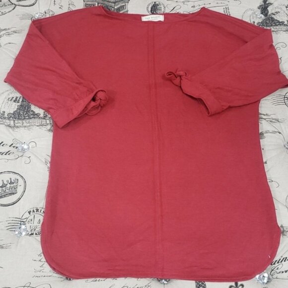 Max Studio Women's Tie Sleeve French Terry Tunic - Picture 3 of 4